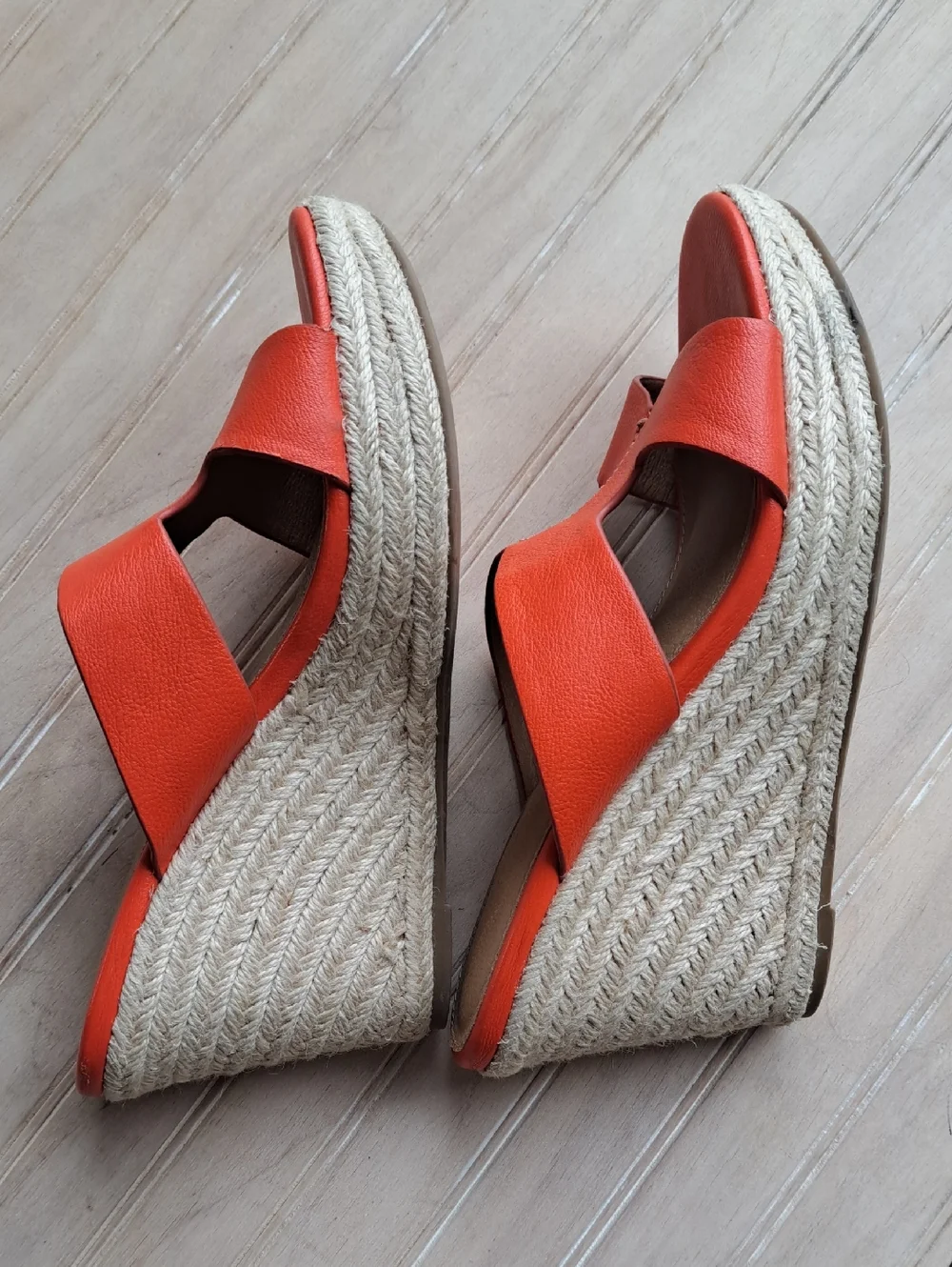 Report Dentril Orange Espadrille Platform Resortwear Wedge Slide Sandals